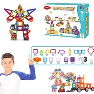 KLOCKI MAGNETYCZNE EDUKACYJNE DLA DZIECI PANELE KONSTRUKCYJNE ZESTAW 128 EL