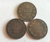 moneta Finlandia pod okupacją 10 pennia 1900 car Mikołaj II