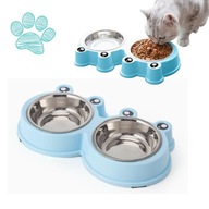 3W1 ZESTAW MISEK MISKA PODWÓJNA WYCIĄGANA DLA PSA KOTA ŻABA NIEBIESKA