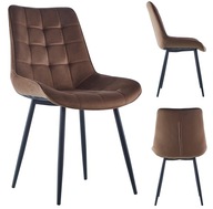 KRZESŁO TAPICEROWANE WELUROWE VELVET BRĄZOWE 017