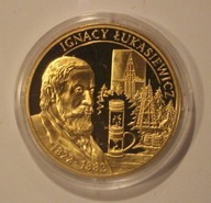 WIELCY POLACY - IGNACY ŁUKASIEWICZ - NUMIZMAT ZŁOCONY, MENNICZY