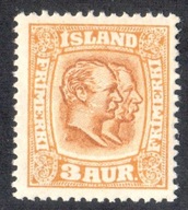 ISLANDIA, Christian IX & Frederik VIII, 3 Aurar (1907), Mi 49