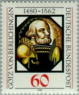 Niemcy 1980 Znaczek 1036 ** rycerz wojny bitwy honor Gotz von Berlichingen