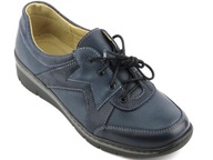 Skórzane półbuty w sportowym stylu - Helios Komfort 369, granatowe R. 41