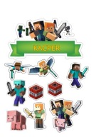 Wydruk CUKROWY na tort MINECRAFT jadalny zestaw POSTACI dekoracja urodziny