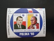Wałęsa i Jan Paweł II - blok z wystawy Polska '93 - Urugwaj