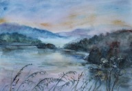 Nad Soliną pejzaz Akwarela Sabina Salamon 42x30