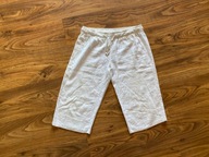 Białe lniane krótkie spodenki rybaczki