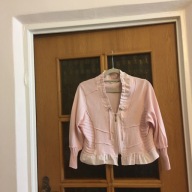 BLUZA MICHA XL RÓZ PUDRO COTTON CEKINY FALBANKI