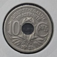 *FRANCJA [0129]*10 centymów 10 CMES 1921 Trzecia Republika Czapka frygijska