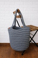 MAMAJASTUDIO Torebka damska,na ramię,koszyk ze sznurka w kolorze szarym.