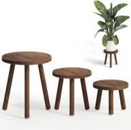 DREWNIANY STOJAK NA ROŚLINY STOŁEK SOLIDNY ZESTAW 3 SZTUKI