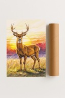 Plakat bez ramy 40x50cm Jeleń W Promieniach Słońca Las Natura Zwierzęta Hit