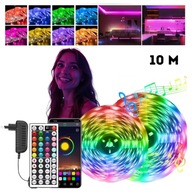 TAŚMA LED RGB 10m SAMOPRZYLEPNY KOLOROWY PASEK LEDOWY NA PILOTA + APLIKACJA