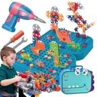 KLOCKI KONSTRUKCYJNE MAJSTERKOWICZA DINOZAUR 3D MONTESSORI WKRĘTARKA 228 EL