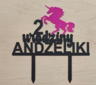 topper na tort dekoracja urodziny personalizacja JEDNOROŻEC !!