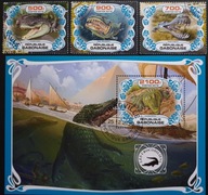 T.0413 SERIA+ BLOK FAUNA GADY DRAPIEŻNE KROKODYLE zwierzęta egzotyczne