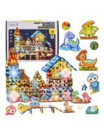 KLOCKI MAGNETYCZNE KONSTRUKCYJNE ŚWIECĄCE 3D ŚWIAT DINOZAURÓW 124el. WOOPIE