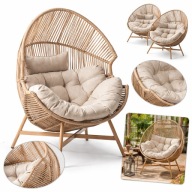 Fotel Ogrodowy Stojący Kokon Na Taras Balkon Beżowy Krzesło Z Poduszką Hit