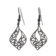 55686 Kolczyki czarna stal chirurgiczna eleganckie ażurowe