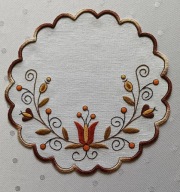 Haft kaszubski, szkoła tucholska, serweta okrągła o śred. 23 cm, rękodzieło