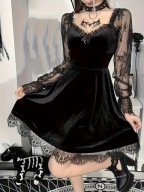 CZARNA DAMSKA GOTYCKA SUKIENKA BOHO VINTAGE GOTH GOTYK R. XS PREZENT