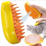 Szczotka parowa dla kota lub psa masażer grzebień czesak drapaczka ŻÓŁTA