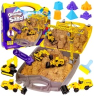 PIASEK KINETYCZNY WALIZKA PLAC BUDOWY POJAZDY ŻURAW DŹWIG ZESTAW DLA DZIECI