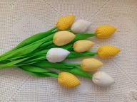 TULIPANY Z MATERIAŁU 35 cm, BUKIET 10 sztuk