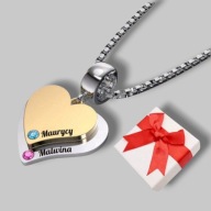 Naszyjnik dwa serca - grawer gratis- napis - prezent