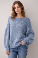 Sweter Hand made Alpaca, Jedwab Oversize Uniwersalny z cekinami