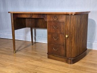 Duńskie biurko z barkiem, orzechowe, dwustronne, lata 50/60 (238)