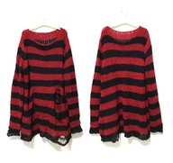 Sweter Oversize w Paski Gotycki Punk Grunge Streetwear Długi Unisex