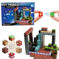 KLOCKI MAGNETYCZNE MINECRAFT 184 ELEMENTY 2 FIGURKI DLA DZIECI 6 LAT +