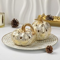 Dynia Dekoracyjna Złota Zestaw 2 szt Ozdoba Rustykalna Dynia Vintage