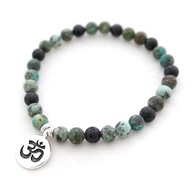 Bransoletka męska kamienie turkus czarna lawa ethno indie prezent dla niego