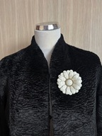 vintage broszka kwiat biały piękny emaliowana lata 60