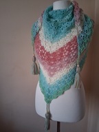 Chusta ręcznie robiona na szydełku, szer. 160cm x wys. 75cm, wełna, K2