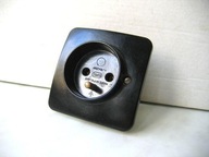 GNIAZDO z BOLCEM : UZIEMIENIE - Czarny BAKELIT pod TYNK ..!!!.. PODTYNKOWE