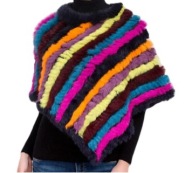 PONCHO PONCZO NARZUTKA FUTRZANE NEONOWE PASKI FLUO