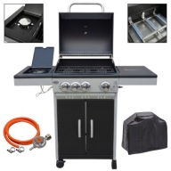 GRILL GAZOWY DEKRAFT 3+1 PALNIKI RUSZT ŻELIWNY SZAFKA NA BUTLĘ (Nebraska)