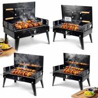 GRILL WĘGLOWY OGRODOWY SKŁADANY PRZENOŚNY BBQ TURYSTYCZNY WALIZKA AKCESORIA