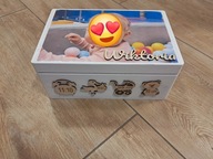 Pudełko skrzynka skarby dla dziecka grafika personalizowana lub ze zdjęciem
