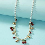 naszyjnik dziewczęcy dla mamy na prezent wiśnie wisienki perły serca złote