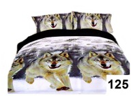 pościel 3 D 200x220 + 2x 70x80 zamek H 125 wilki 100% bawełna