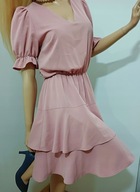 AMISU czarna sukienka z tiulowymi prześwitami zamek gothic XS