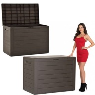 SKRZYNIA OGRODOWA PLASTIKOWA NA ZABAWKI PODUSZKI NARZĘDZIA ZAMYKANA 190L