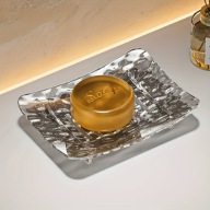 mydelniczka z wzorem lodowym, szara, biała, żywica