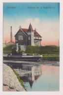 Grudziądz Klub Wioślarski druga przystań Barka ok.1910r. Ręcznie KOLOROWANA