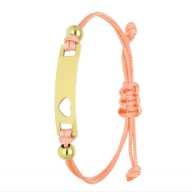 67730 Bransoletka złota stal chirurgiczna sznurkowa z blaszką